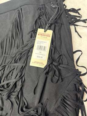 Idyllwind Miranda Lambert Black Faux Suede Fringe Skirt Size XL